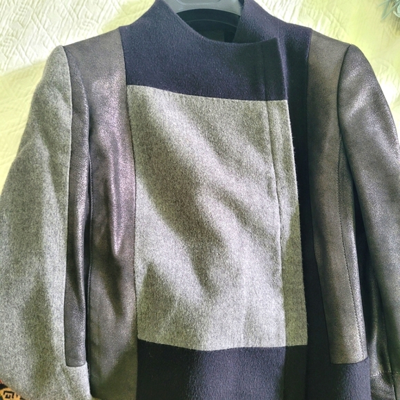 Akris Wool and Leather Moto Jacket Zipper sz 4 - Picture 5 of 13